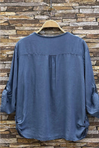 AXY Button Front Blouse – Chic Women's Denim Style Top