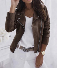 Bekki Suede Effect Biker Jacket 