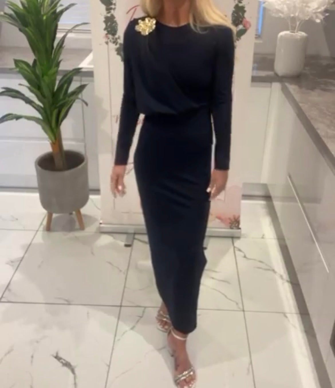 Darcia Brooch Detail Dress 