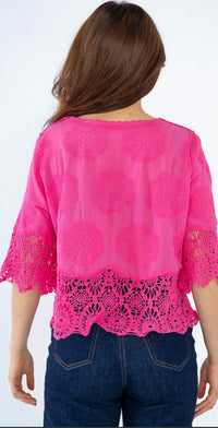Polly button crochet detail top