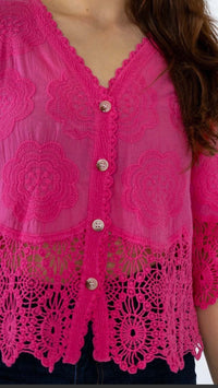 Polly button crochet detail top