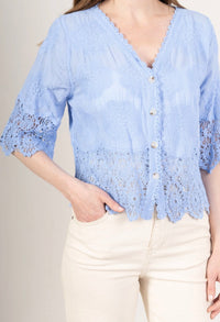 Polly button crochet detail top