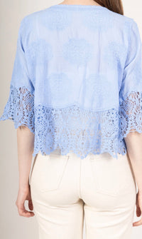 Polly button crochet detail top