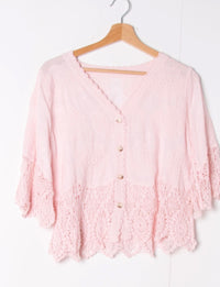 Polly button crochet detail top