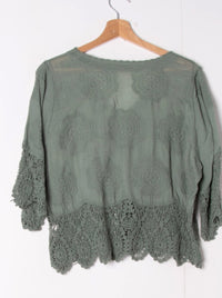 Polly button crochet detail top