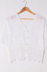 Polly button crochet detail top
