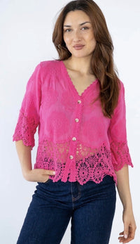 Polly button crochet detail top