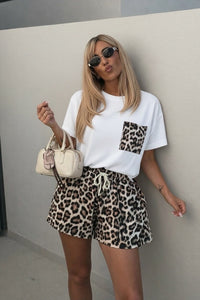 Charlie leopard pattern shorts set