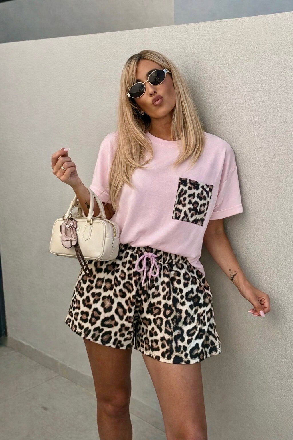 Charlie leopard pattern shorts set