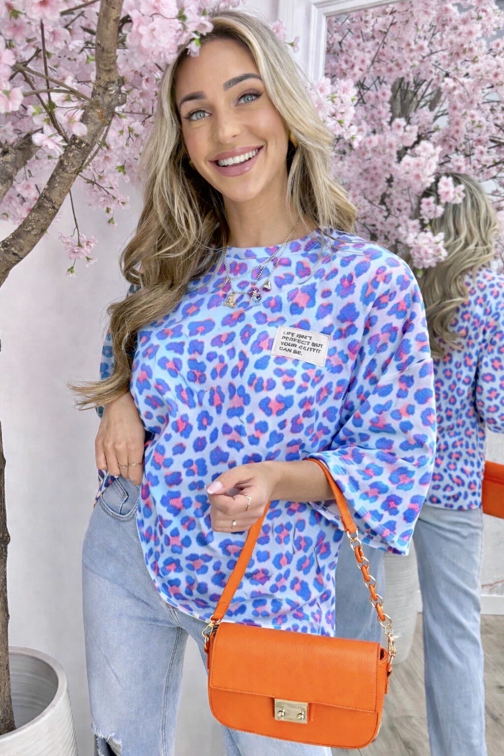 Kassi leopard print 3/4 sleeve top