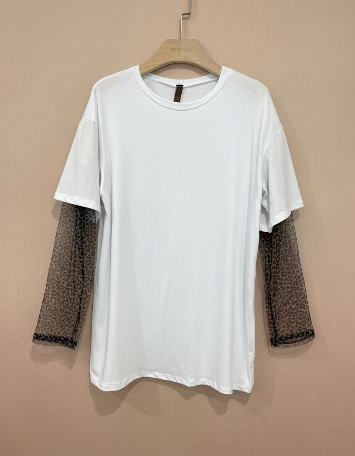 Lumi leopard print mesh sleeve Tshirt