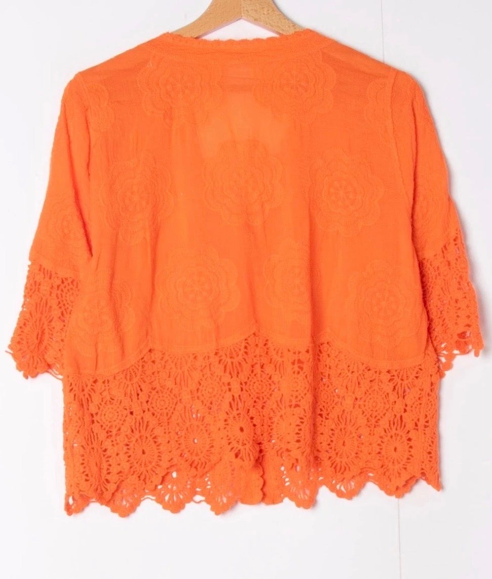 Polly button crochet detail top
