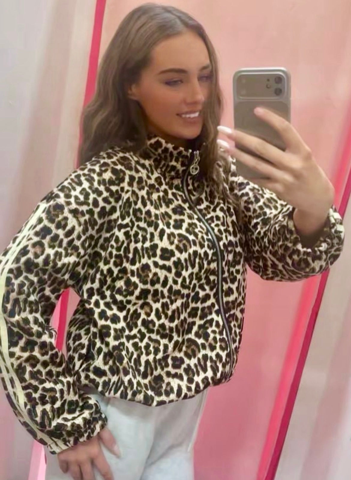 Melissa leopard print jacket with stripes