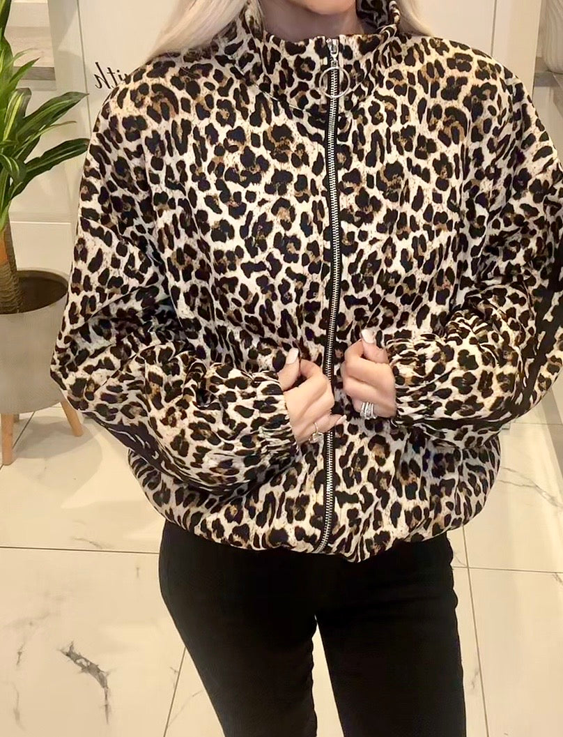 Melissa leopard print jacket with stripes