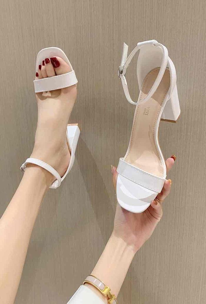 Sandy block heels