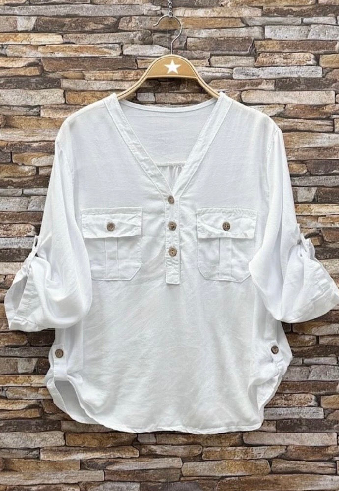 Martha Button Detail Top – Elegant Women’s Everyday Style