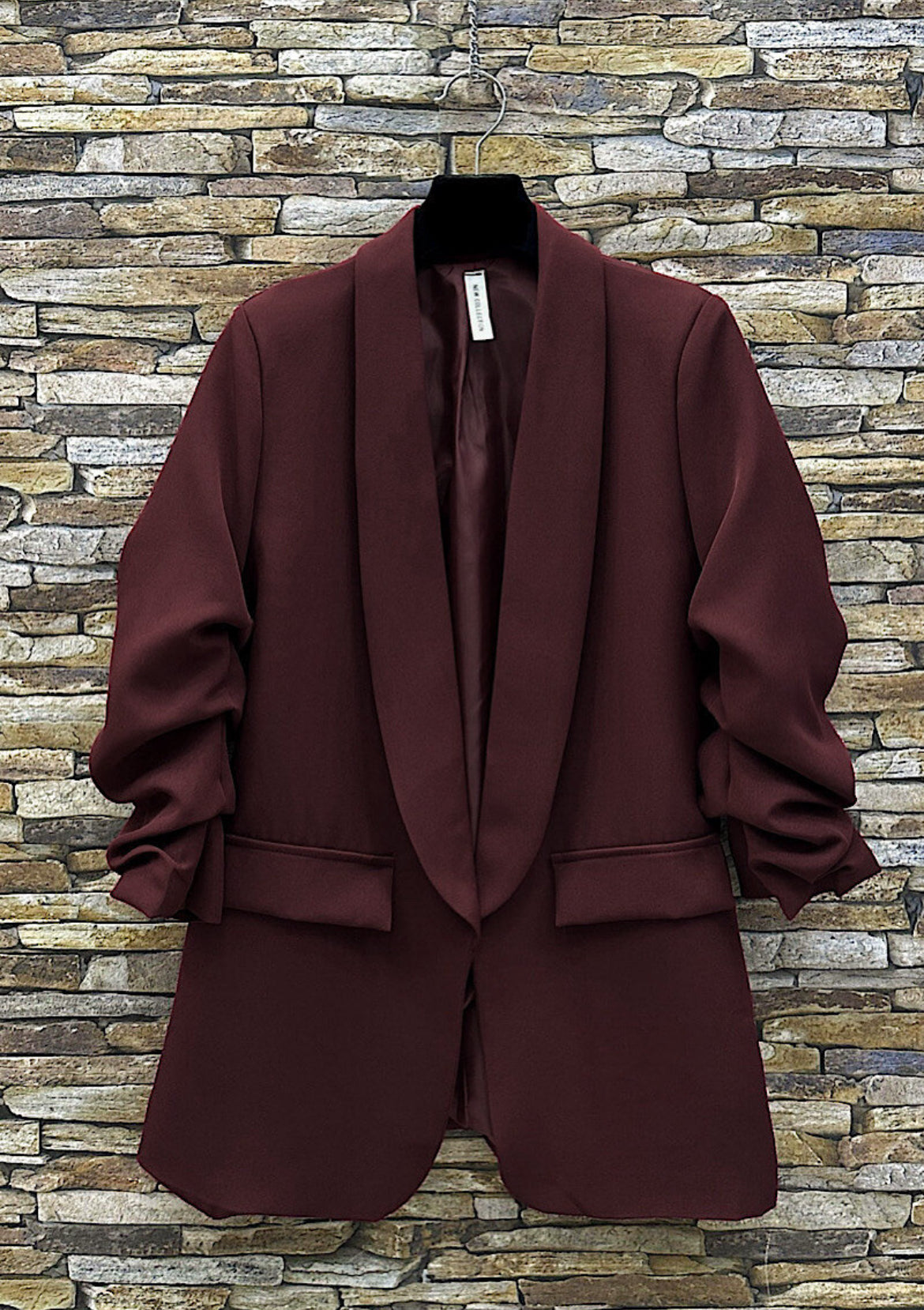 Sarah ruche sleeve blazer