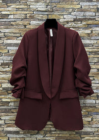 Sarah ruche sleeve blazer
