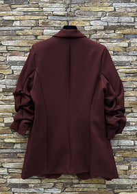 Sarah ruche sleeve blazer