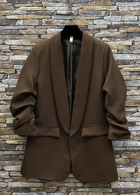 Sarah ruche sleeve blazer