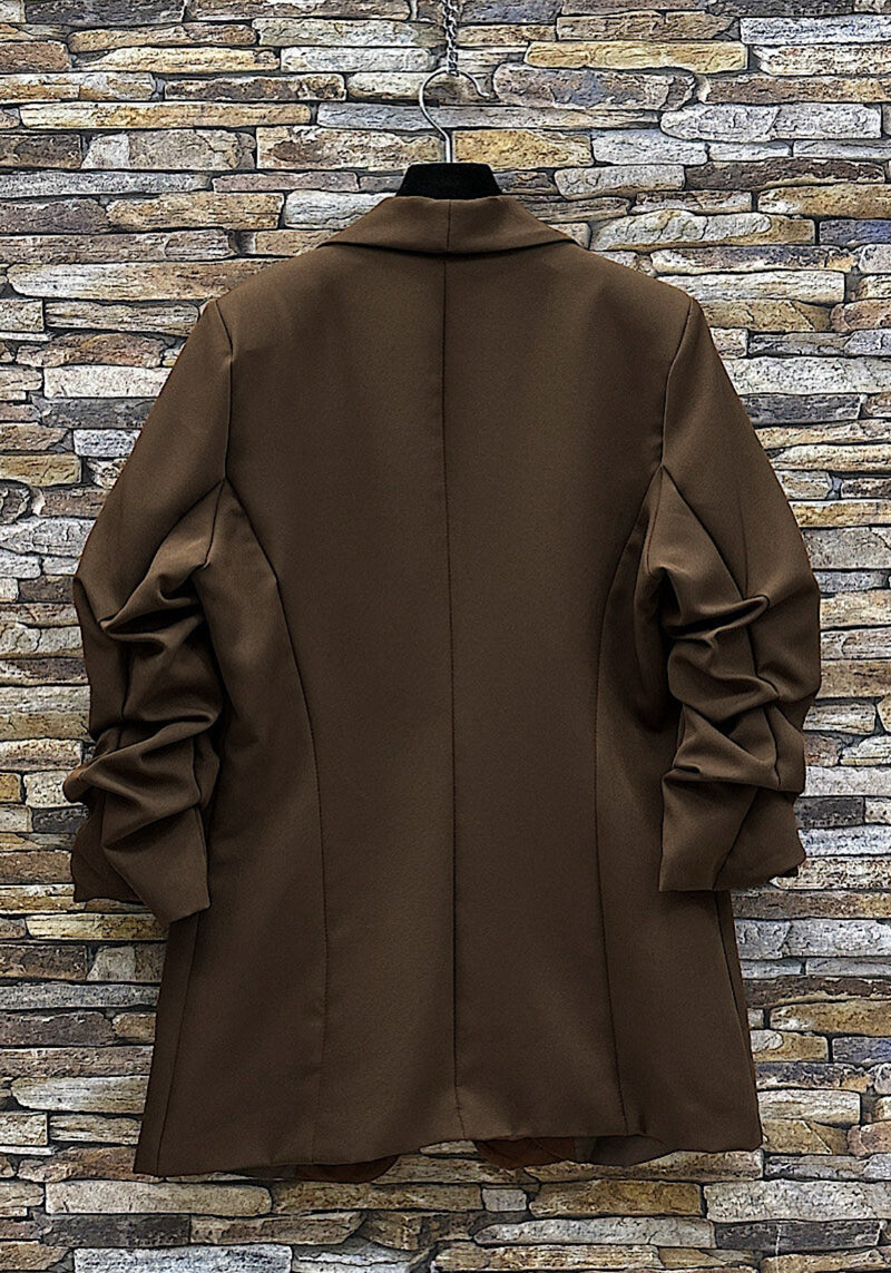 Sarah ruche sleeve blazer