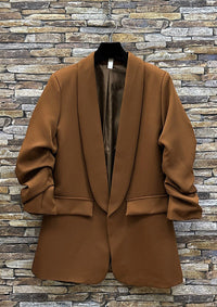 Sarah ruche sleeve blazer