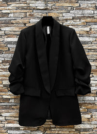 Sarah ruche sleeve blazer
