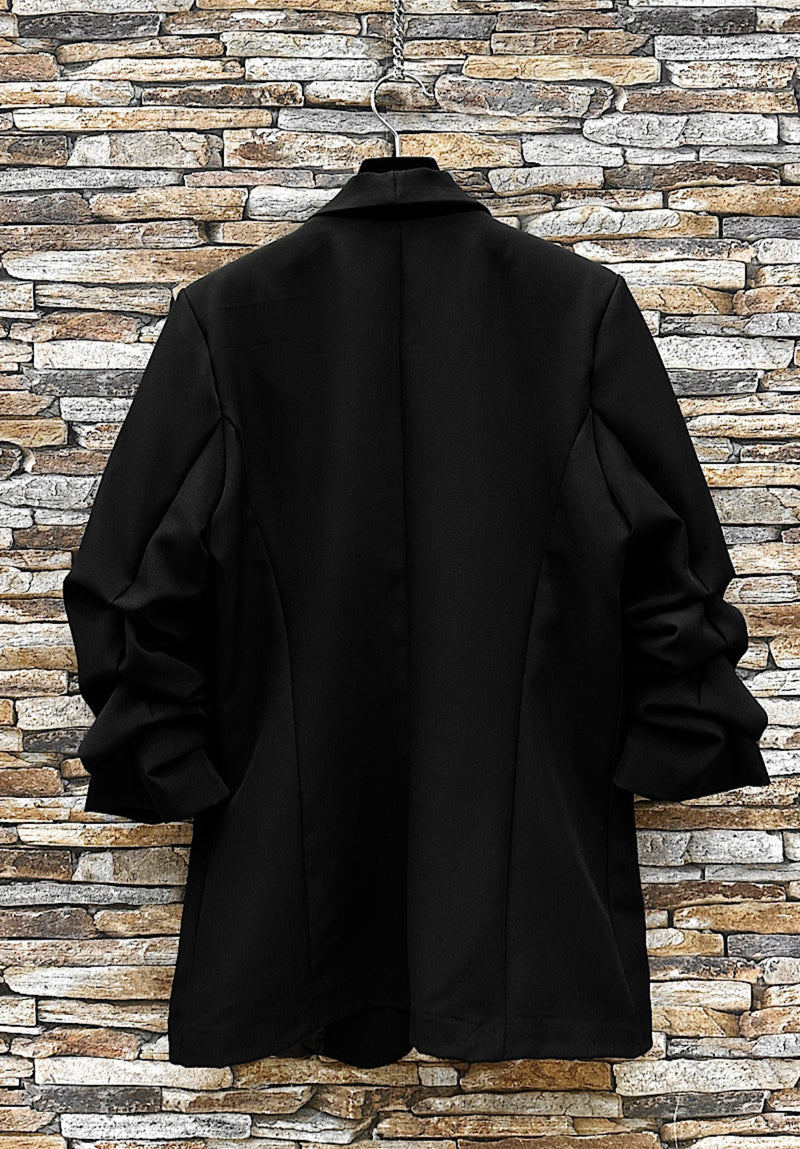 Sarah ruche sleeve blazer