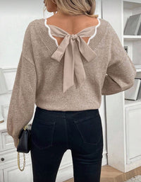 Veronica vneck ribbon detail knit