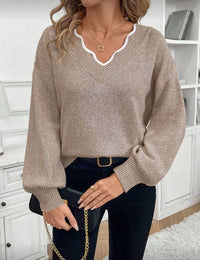 Veronica vneck ribbon detail knit