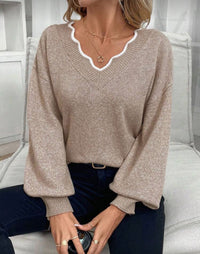 Veronica vneck ribbon detail knit