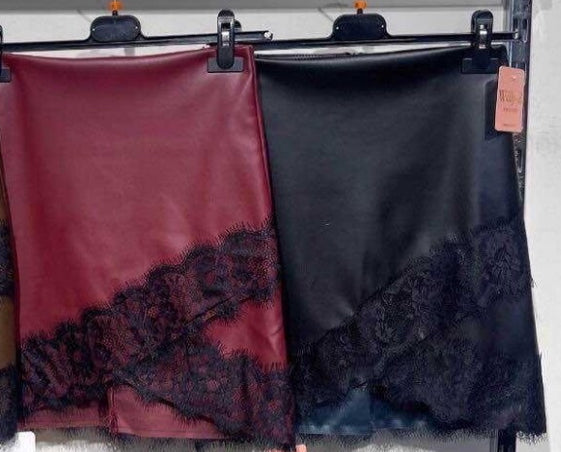 Petra pu lace detail skirt