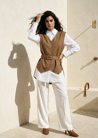 Carrie chic belted 2 in 1 shirt