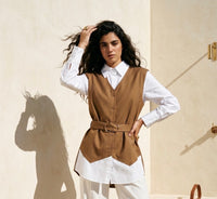 Carrie chic belted 2 in 1 shirt