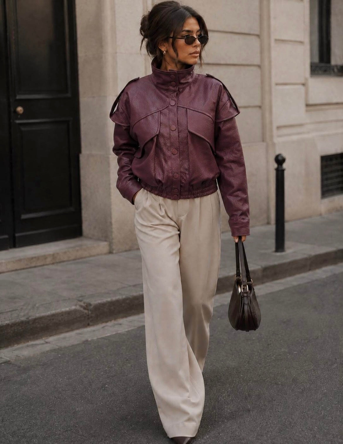 Cindy shirt faux leather jacket