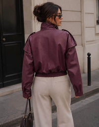 Cindy shirt faux leather jacket