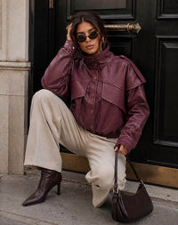 Cindy shirt faux leather jacket