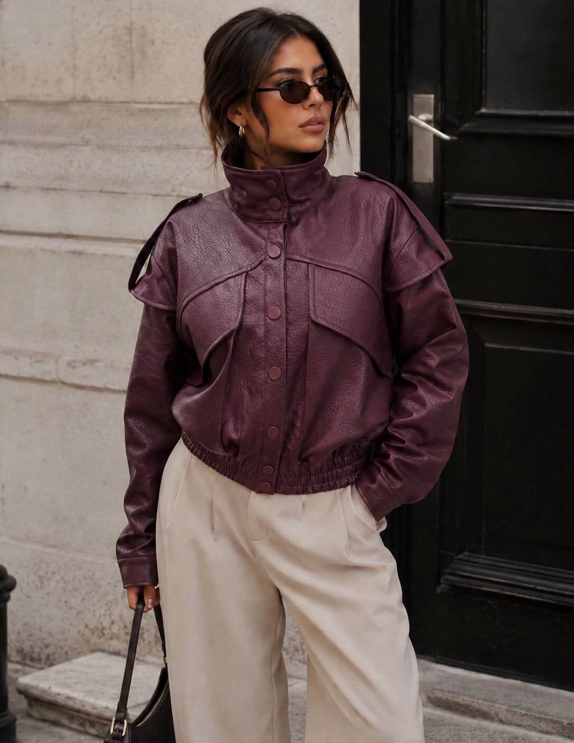 Cindy shirt faux leather jacket