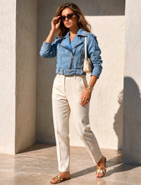 Natalia short denim biker Jacket