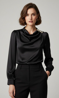 Kerrie Satin Pearl Detail Top for Parties & Occasions