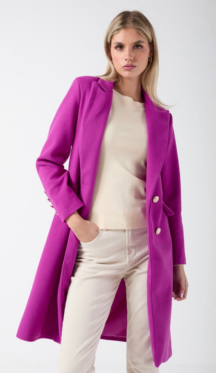 Vic tailored coat in magenta