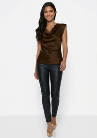 Sasha satin cowl lace top