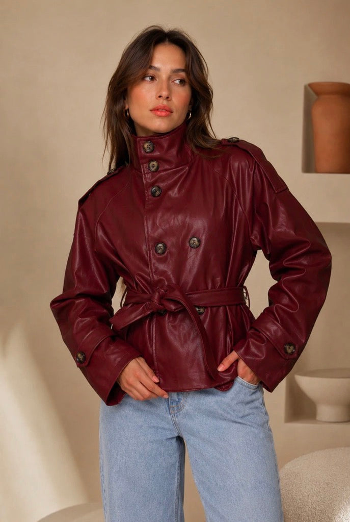 Chelsea pu high neck jacket