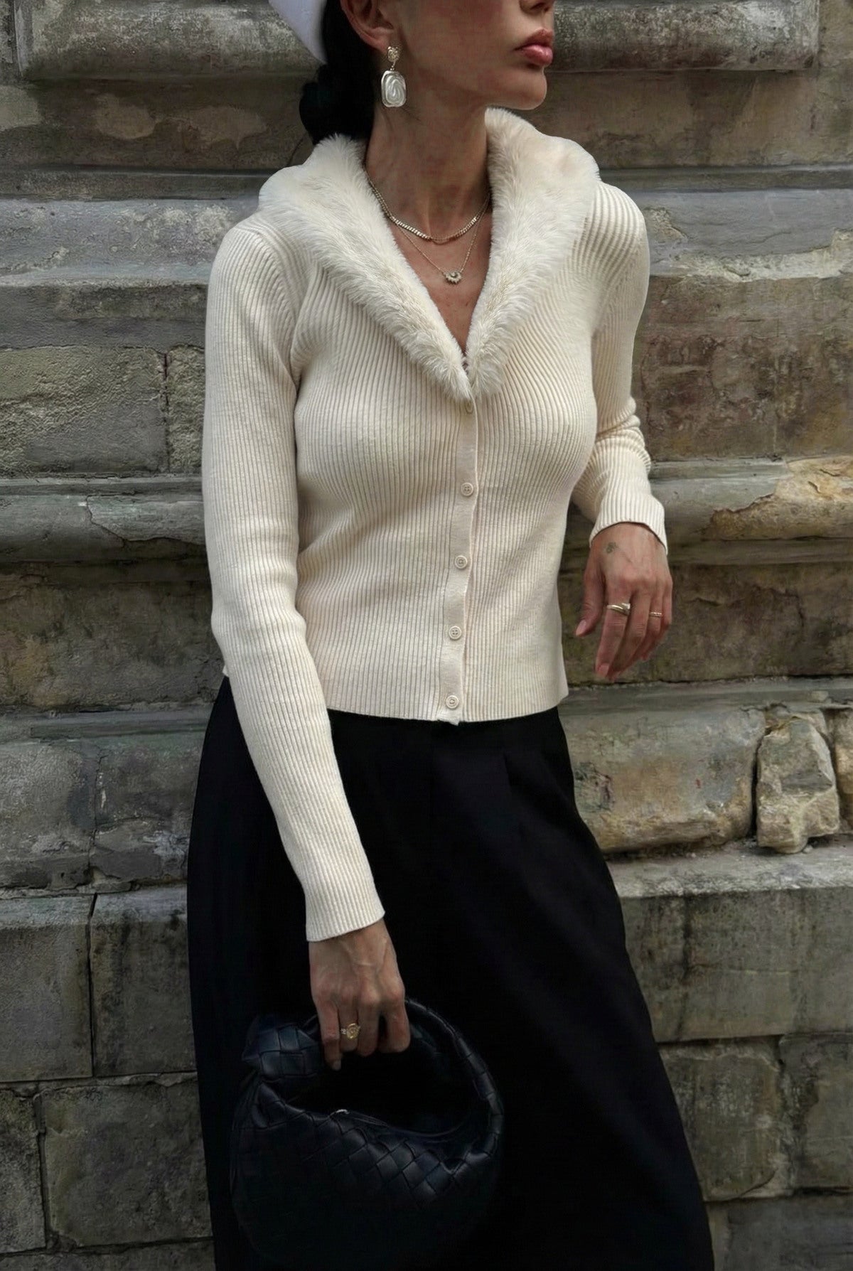 Sally fur detail cardigan