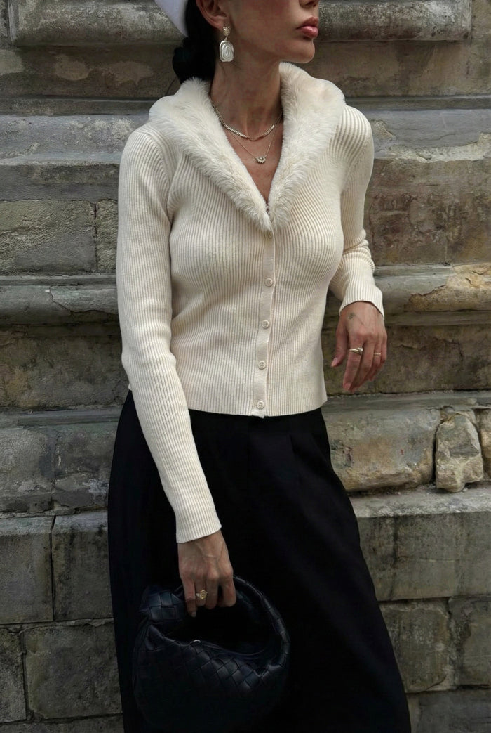 Sally fur detail cardigan