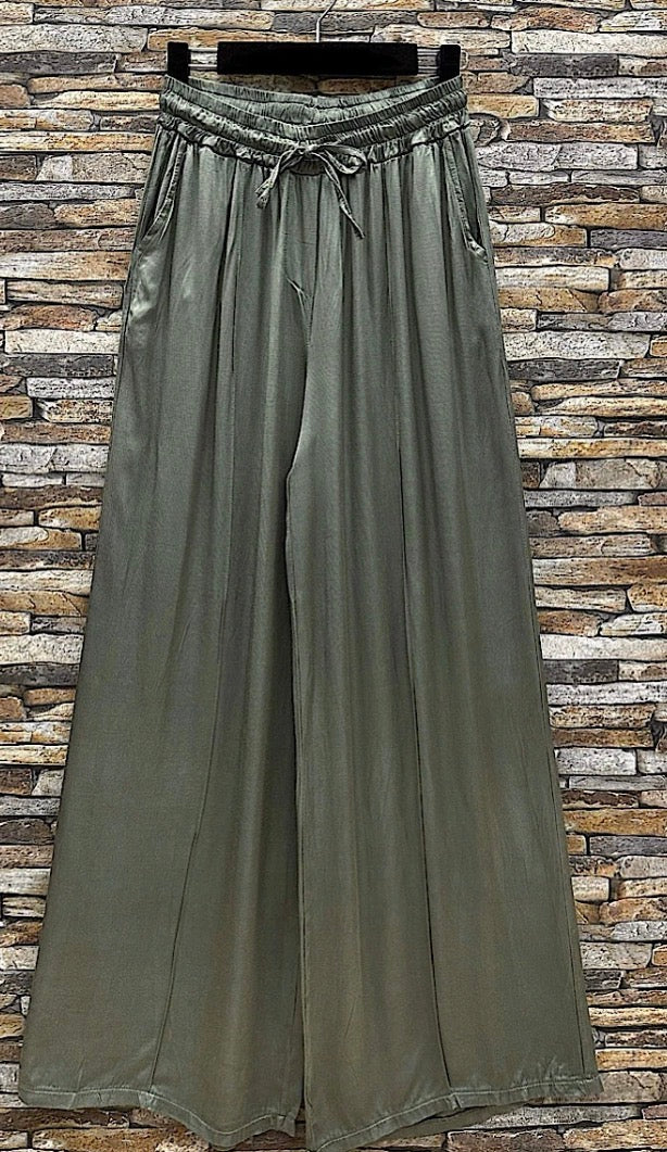Lucy Satin Wide Leg Pants for Modern Women