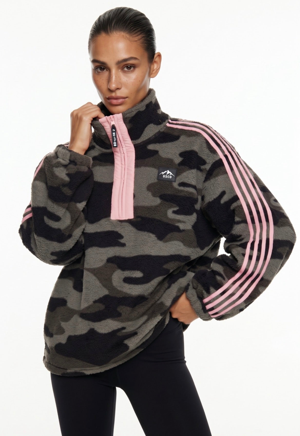 Claudia camo stripe fleece