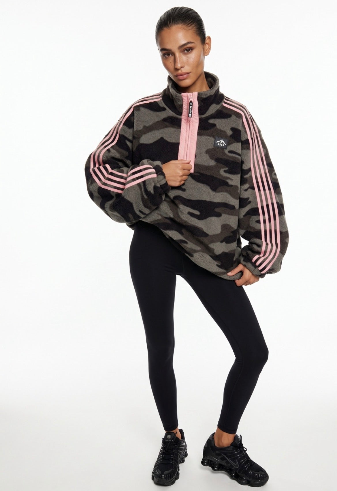 Claudia camo stripe fleece