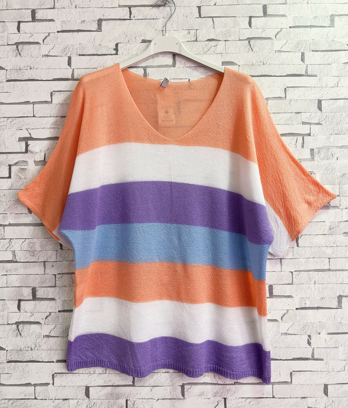 Marissa stripe vneck knit