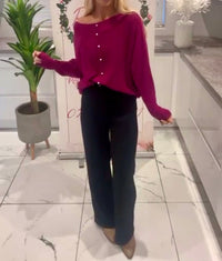 Pearl button detail knit